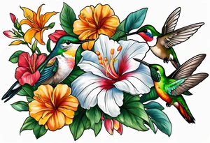 🇬🇭, 🇨🇼, flowers, hummingbirds,  butterflies tattoo idea