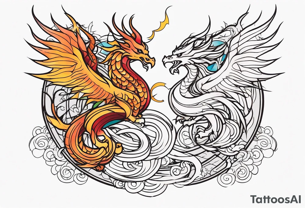 dragon and phoenix tattoo tattoo idea