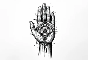 Back of the hand compass with a longitutde at the top of the compass and latitude at the bottom of the compass have some type of reference to africa or nigeria tattoo idea