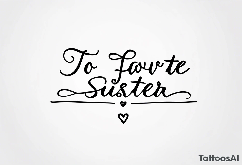 The handwritten words "to my favorite sister" written in a simple way. delicate tattoo tattoo idea