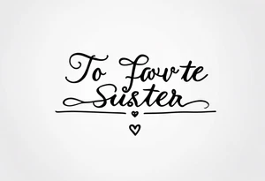 The handwritten words "to my favorite sister" written in a simple way. delicate tattoo tattoo idea