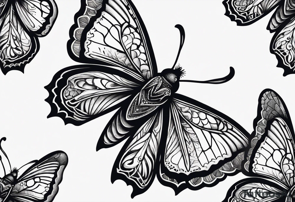 dark moth little pattern tattoo idea