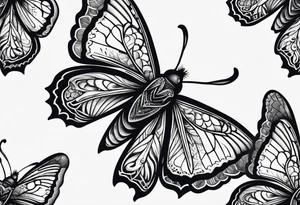 dark moth little pattern tattoo idea