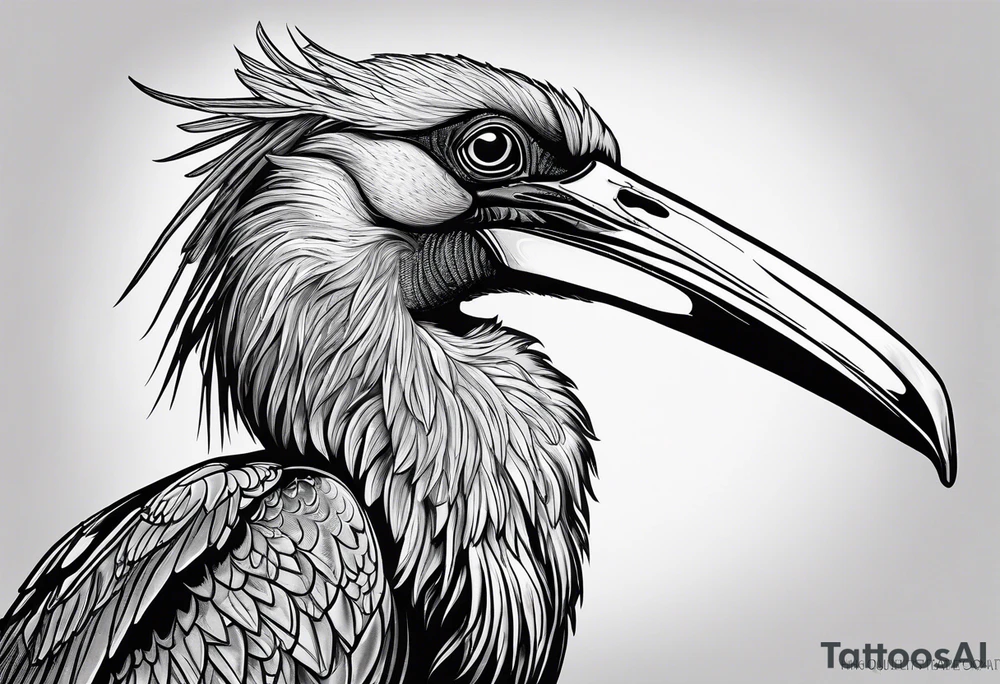 Scary shoebill stork tattoo idea