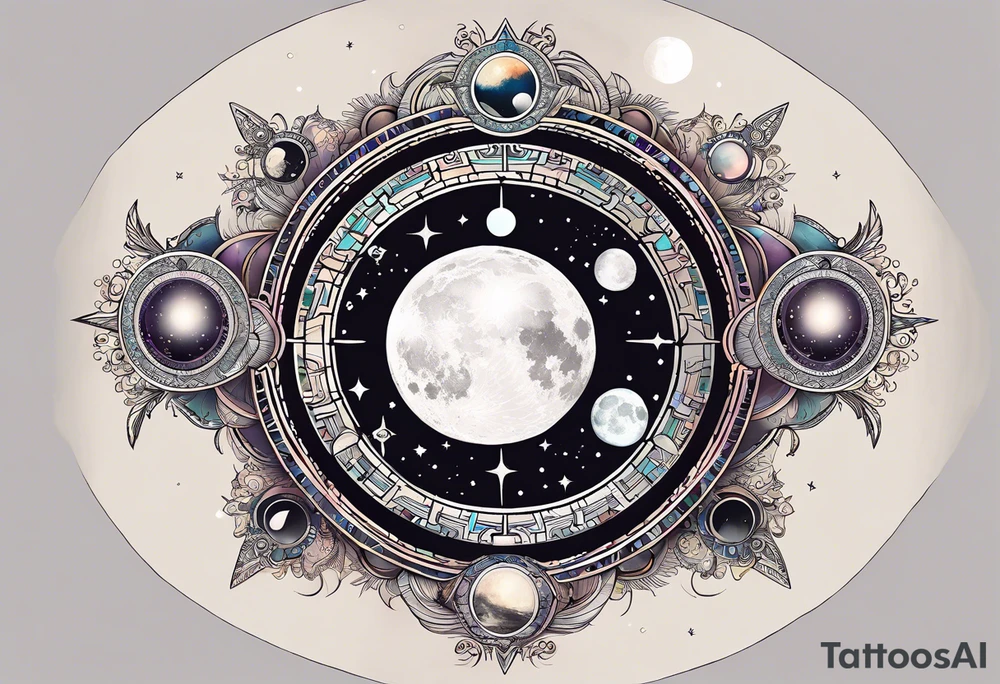 Astrology, Natal Chart, Cancer sign symbolic, vision, yin yang, the moon, the sun, Uranus, Pluto, spiritual, third eye, mystical, Zen, armband tattoo idea