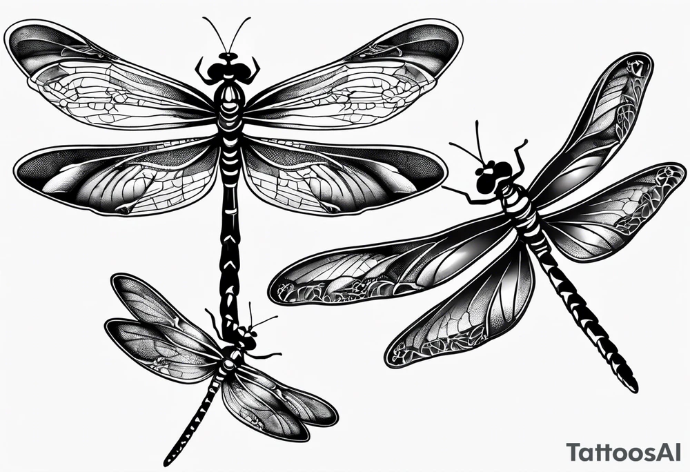 4 dragonflies flying together tattoo idea