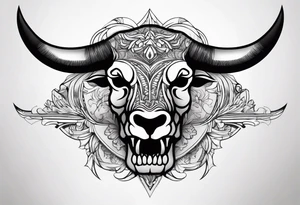 skull of a bull with a line frame, realistic, simple tattoo idea