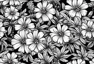 Generate a picture of Vervain (Verbena) flowers with small leaves around them. tattoo idea