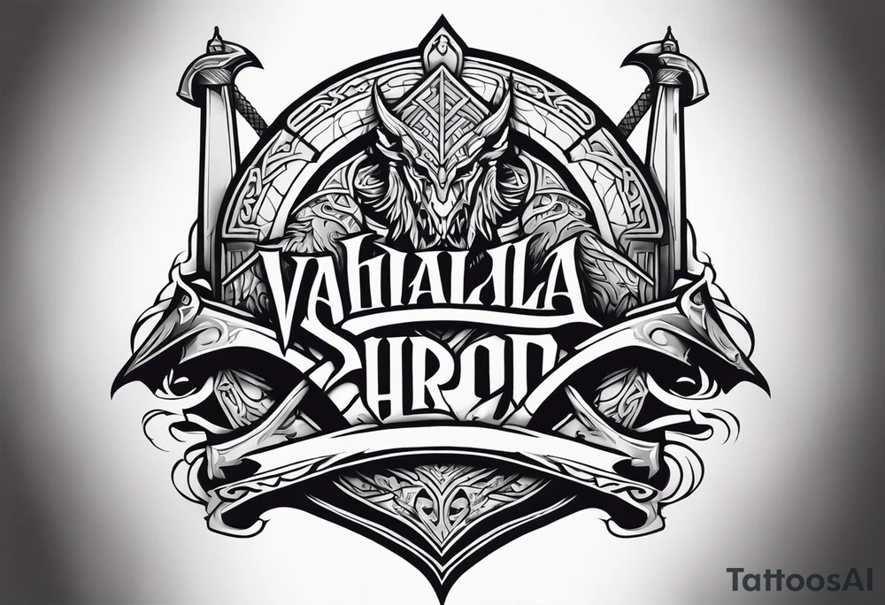 Valhalla sword shield dragon axe viking church tattoo idea Valhalla sword shield dragon axe viking church tattoo idea