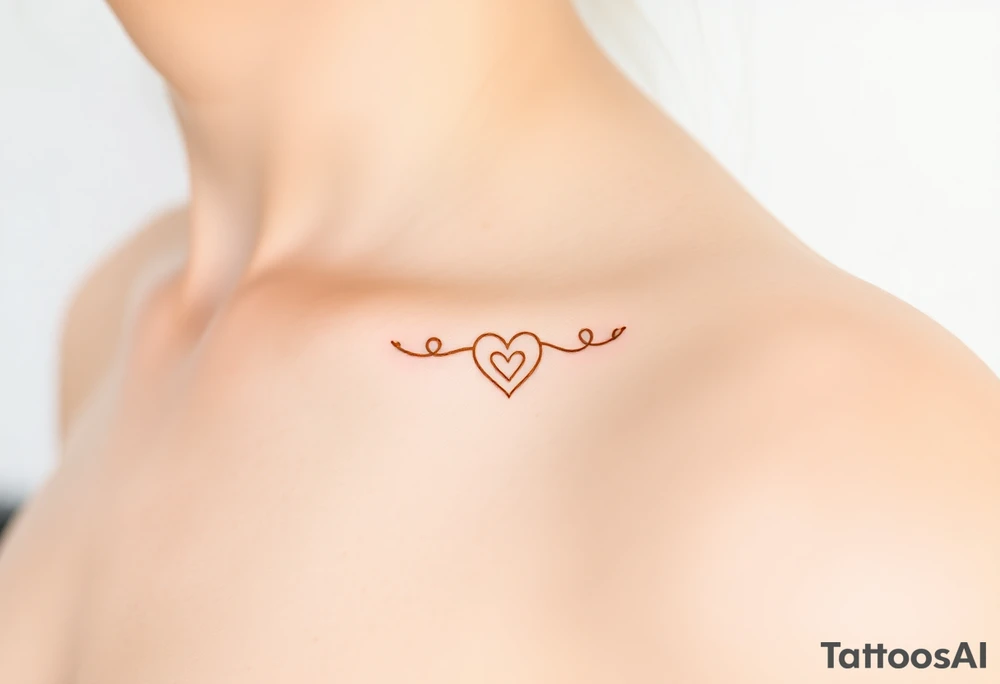 A fine-line gold infinity symbol with a tiny heart placed in the center of the infinity symbol tattoo idea