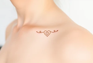 A fine-line gold infinity symbol with a tiny heart placed in the center of the infinity symbol tattoo idea