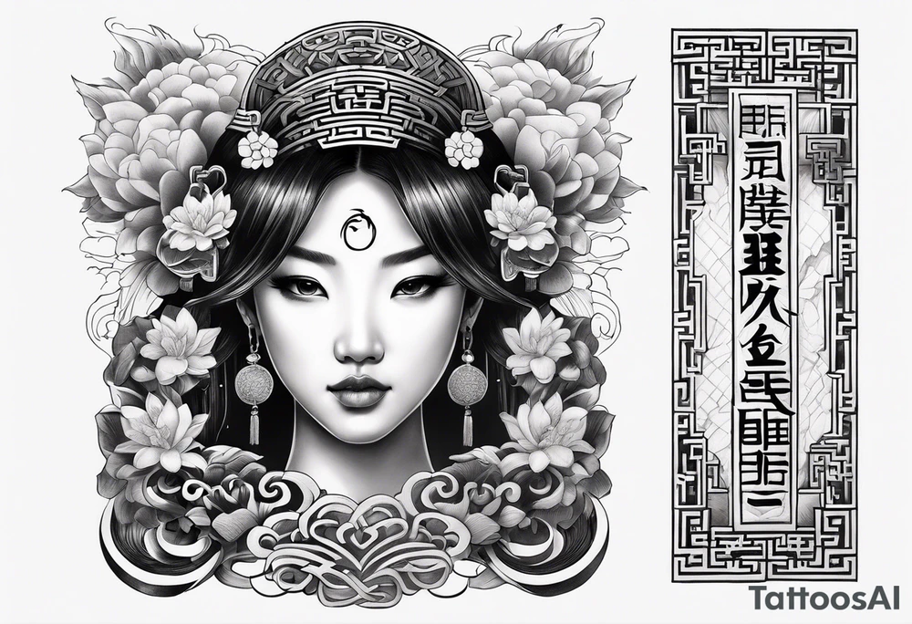 Chinese lettering next to a Japanese  charm tattoo idea