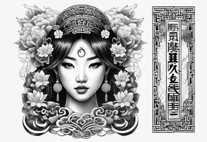 Chinese lettering next to a Japanese  charm tattoo idea