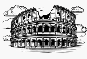 Roman colosseum with clouds tattoo idea