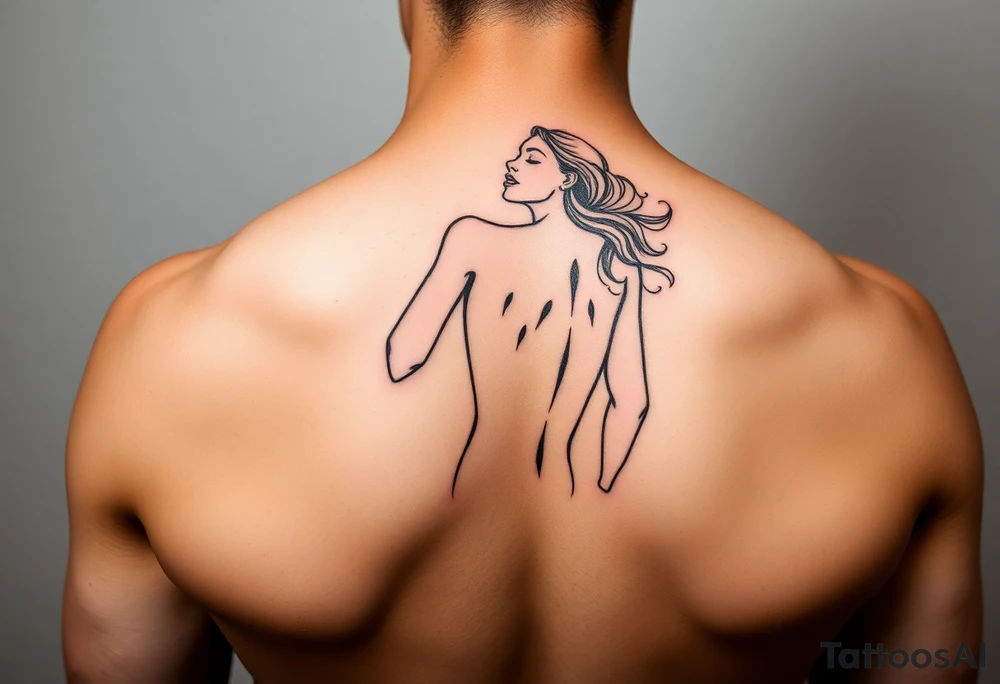 Fine line naked woman tattoo idea