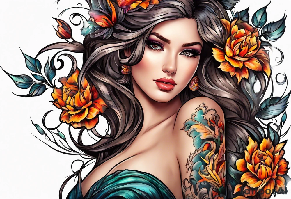 Flower fire for a male tattoo tattoo idea