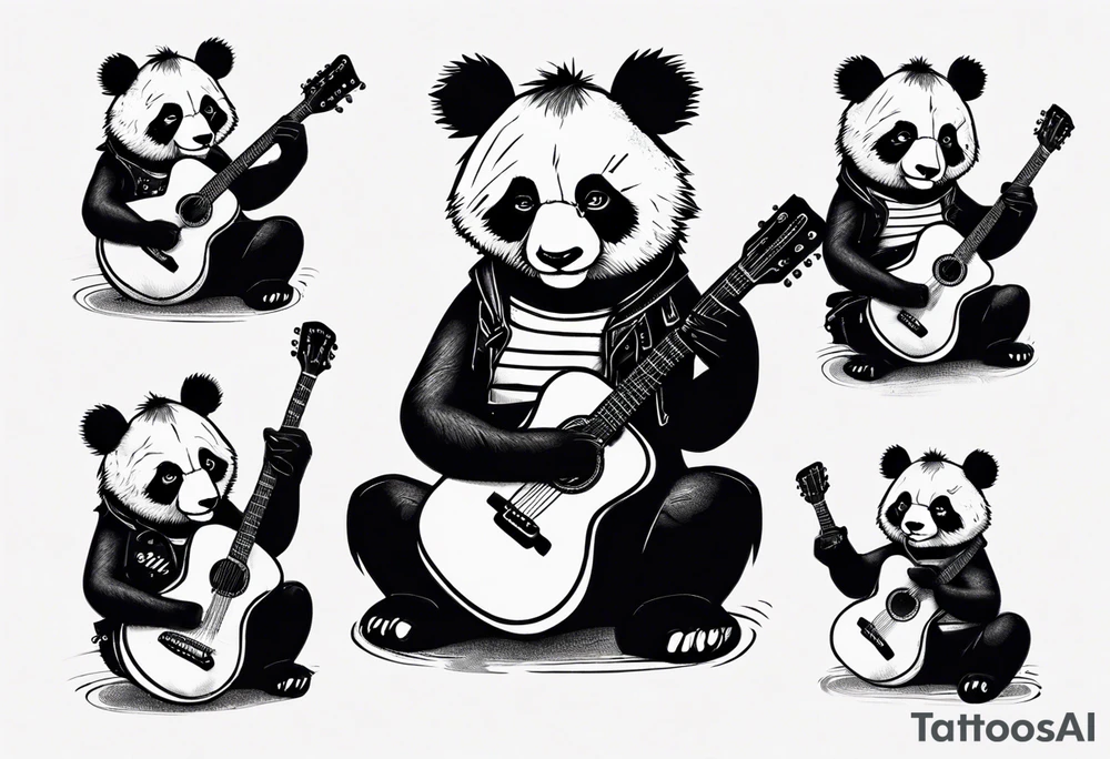 Punk Rock Panda playing guitar tattoo idea