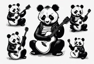 Punk Rock Panda playing guitar tattoo idea