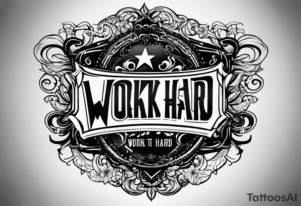 I want a tattoo design containing the letters "work hard, play hard". tattoo idea