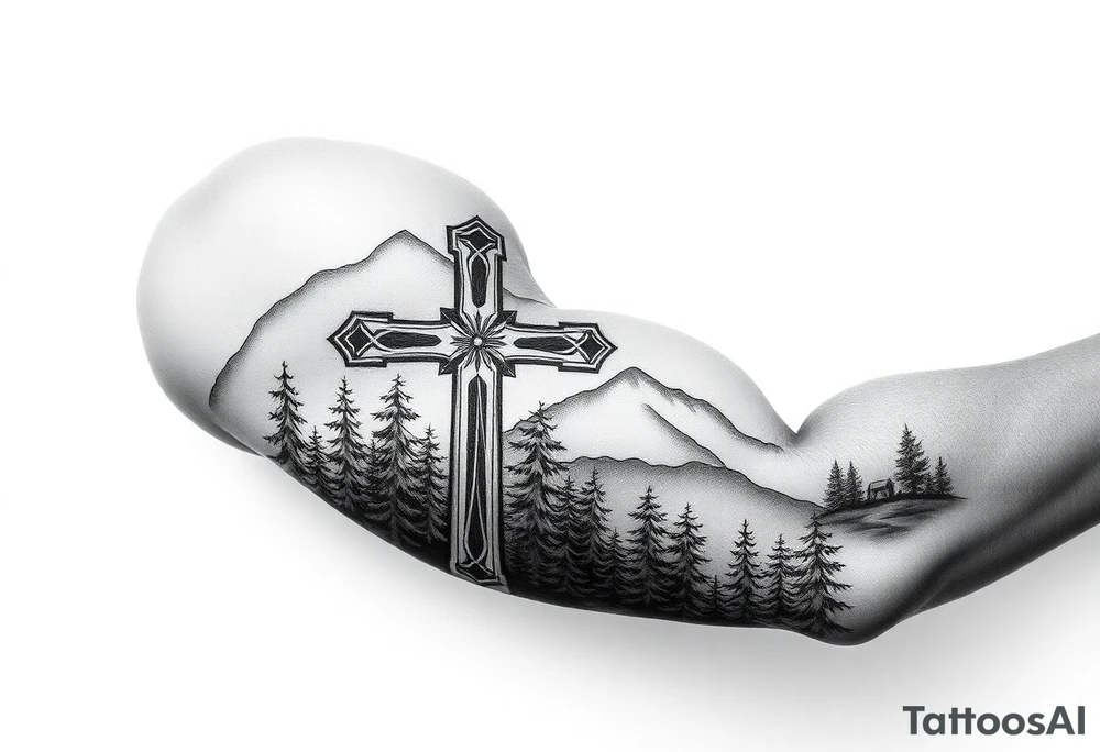 russian orthodox cross in a light forrest mountainous setting tattoo idea russian orthodox cross in a light forrest mountainous setting tattoo idea
