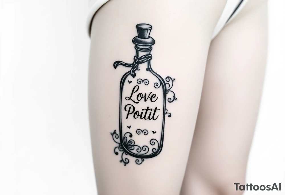 Love potion bottle tattoo idea