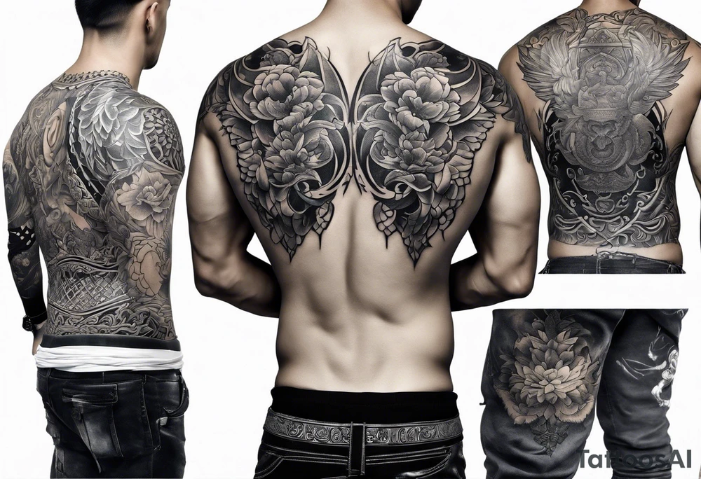 upper back tattoo that represent martial art tattoo idea