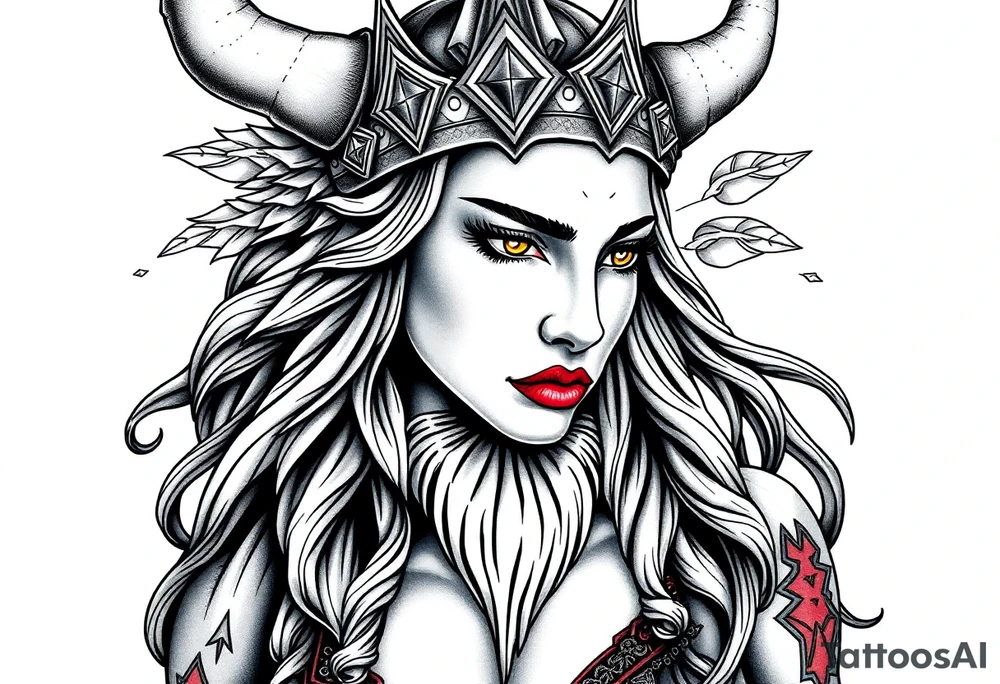 Viking goddess sexy full body tattoo idea