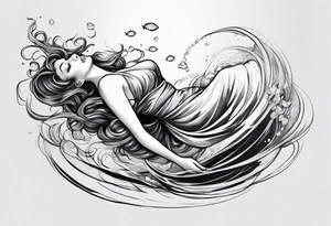 top down angle of woman floating in water tattoo idea