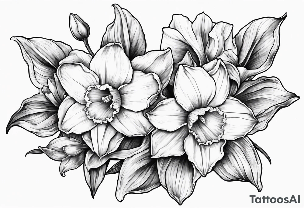 Daffodil birth flower chain tattoo idea