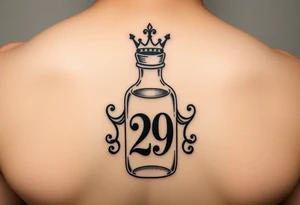 Baby bottle with crown and number 29 tattoo idea