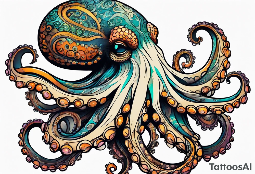Electric octopus peacefull tattoo idea