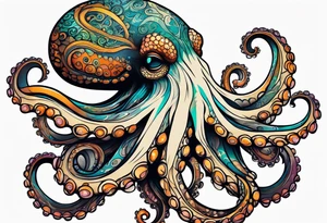 Electric octopus peacefull tattoo idea