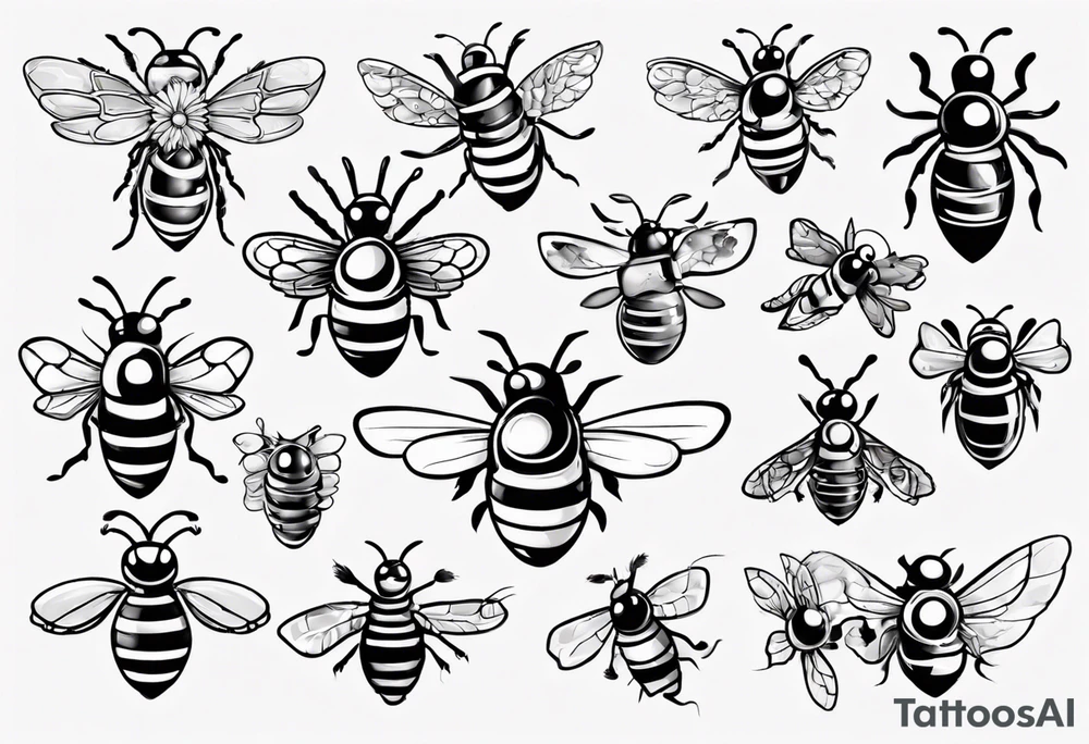 biene in der seiten lage im comic still gezeichnet tattoo idea