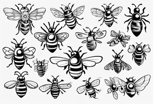 biene in der seiten lage im comic still gezeichnet tattoo idea