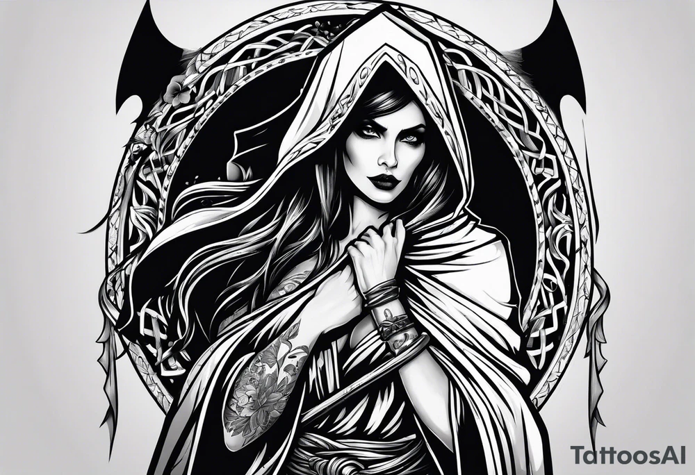 lady grim reaper tattoo idea