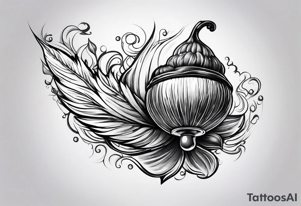 Flying acorn tattoo idea
