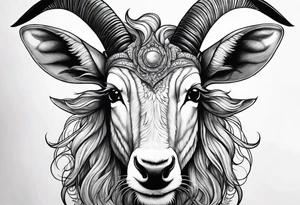 Headshot of capricorn seagoat tattoo idea