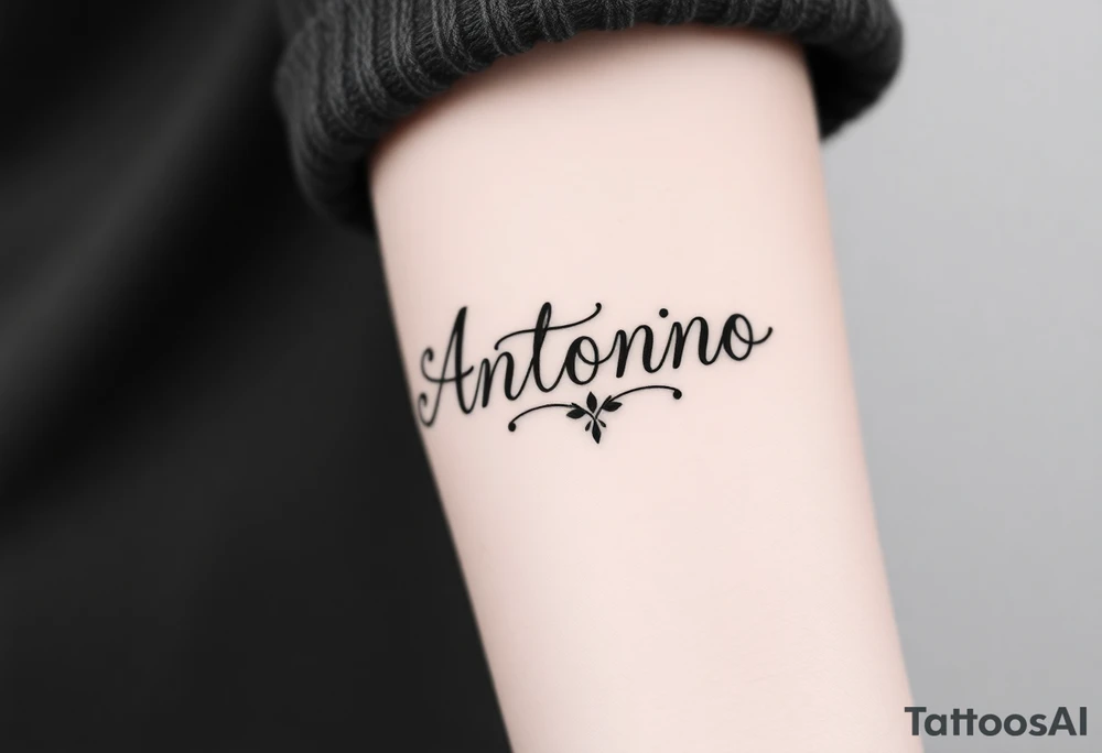 Make me a tattoo design with my husbands name Antonio stacking up and down tattoo idea