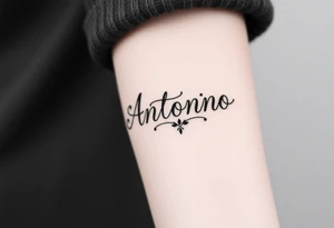 Make me a tattoo design with my husbands name Antonio stacking up and down tattoo idea