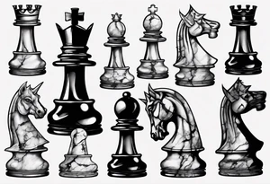 big king chess with lots of cracks marble tattoo idea