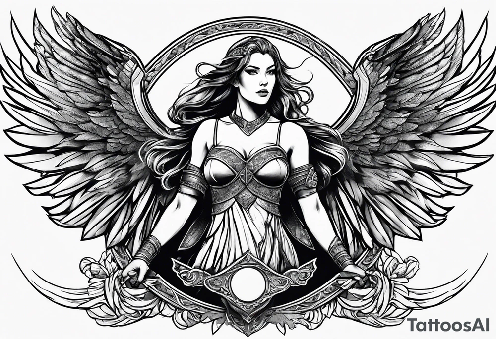 a Valkyrie in flight tattoo idea