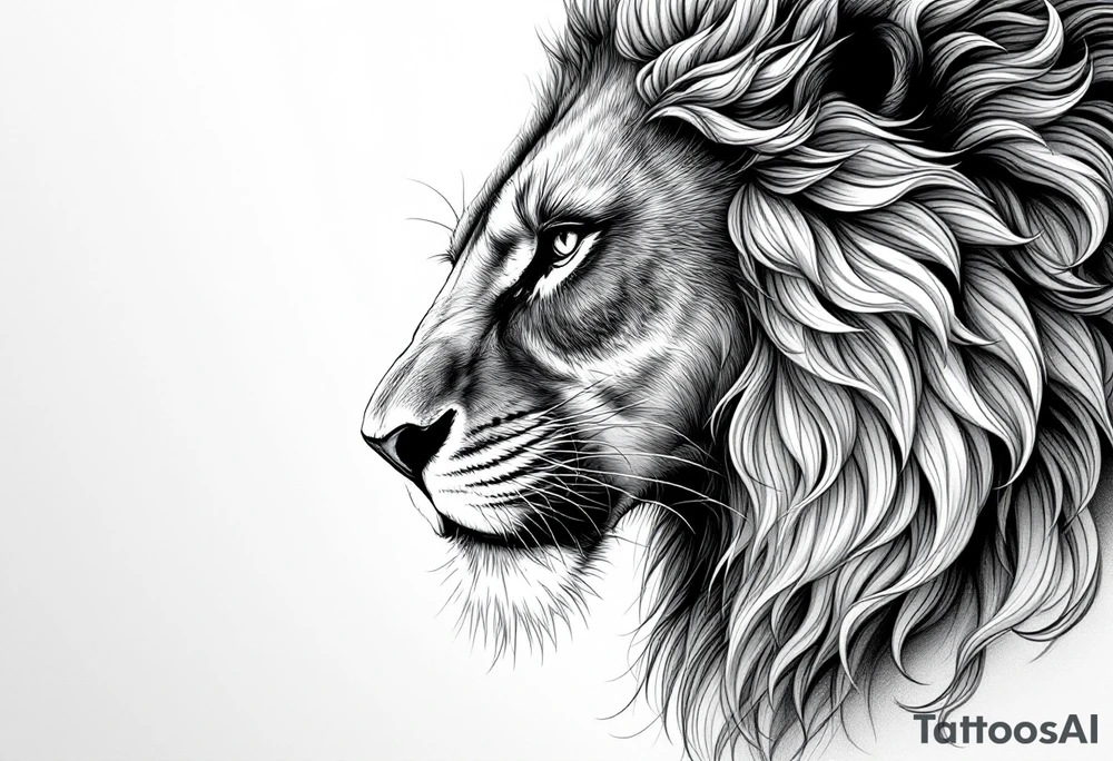 powerful majestic lion, close-up tattoo idea