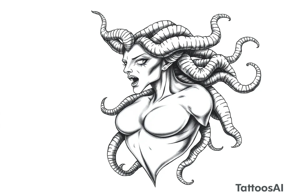 medusa with breasts tattoo idea