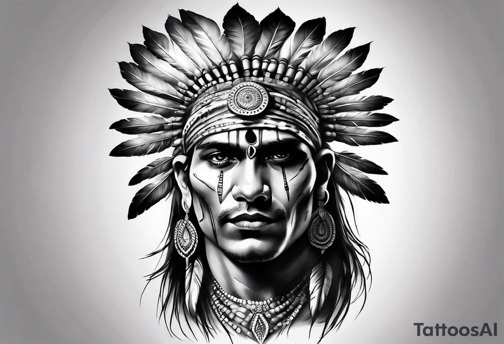 indian theme man face realistic tattoo idea