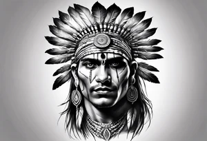 indian theme man face realistic tattoo idea