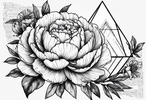 Triangle, peonies, lines, sun, thin lines, aesthetics, tattoo for girl tattoo idea