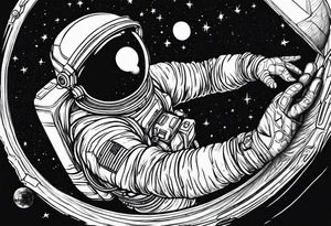 Astronaut reaching hand out to space tattoo idea