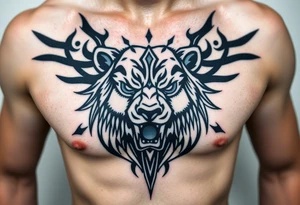 powerful bear with roman deisgn tattoo idea