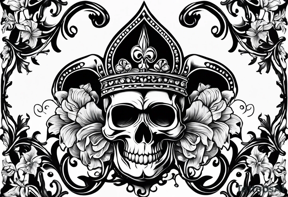 Fleur de lis with skulls tattoo idea