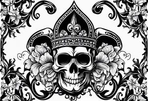 Fleur de lis with skulls tattoo idea